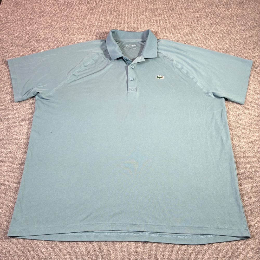 Lacoste Sport Polo Shirt Mens 4XL Blue Excellent Ultra Dry Regular Fit Logo